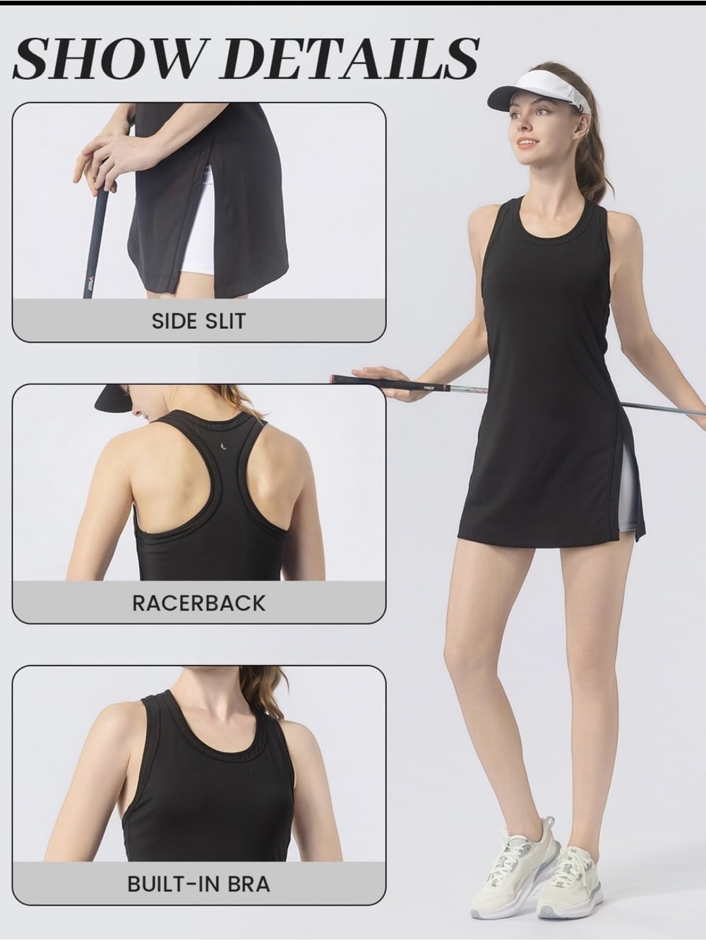 Women’s Athletic Tennis, Golf Dress With Built In Bra For Workout Size XL NWT